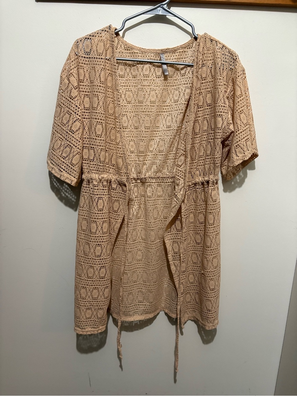 Lightweight Front Tie Swim Coverup in Beige